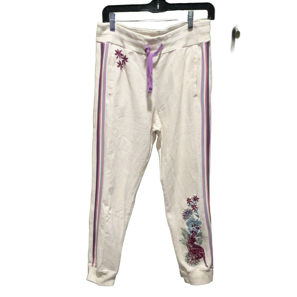 Johnny Was JW Los Angeles Bee Active Relaxed Tape Jogger Embroidered Small